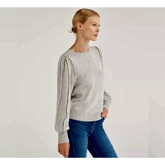 NWT 7 For All Mankind 7FAM Merino Wool Cashmere Blend Sweater Grey Heather XL - Picture 10 of 11